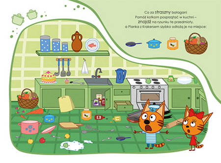 Kot-o-ciaki. Podano do stołu. Podkładki pod talerz z zadaniami