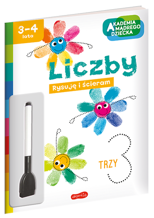 Liczby. Akademia Mądrego Dziecka. Rysuję i ścieram
